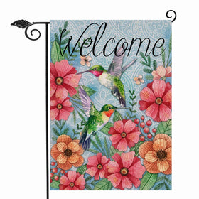 Hzppyz Welcome Spring flag with hummingbird enhances outdoor charm for yards.