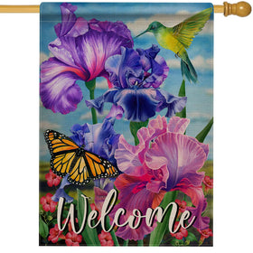 Hzppyz welcome spring hummingbird iris flag boosts curb appeal with vibrant colors on both sides.