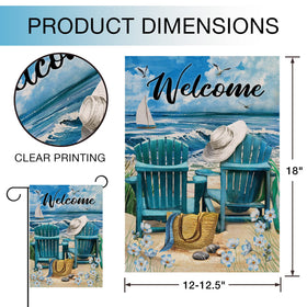 Hzppyz Welcome Summer Ocean Flag back view showing double sided design