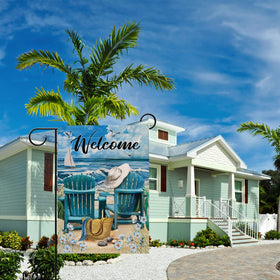 Hzppyz Welcome Summer Ocean Flag nautical elements evoke coastal mood