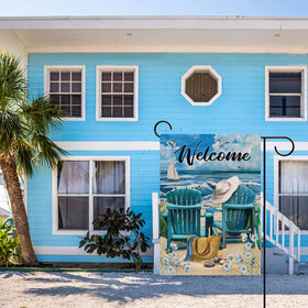 Hzppyz Welcome Summer Ocean Flag durable burlap and weatherproof finish