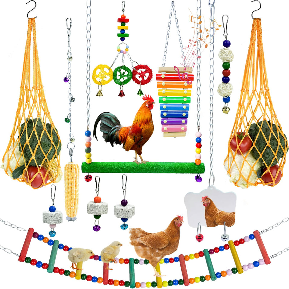 HZxoAxo 12pcs chicken toys xylophone for coop enrichment and playful interaction.