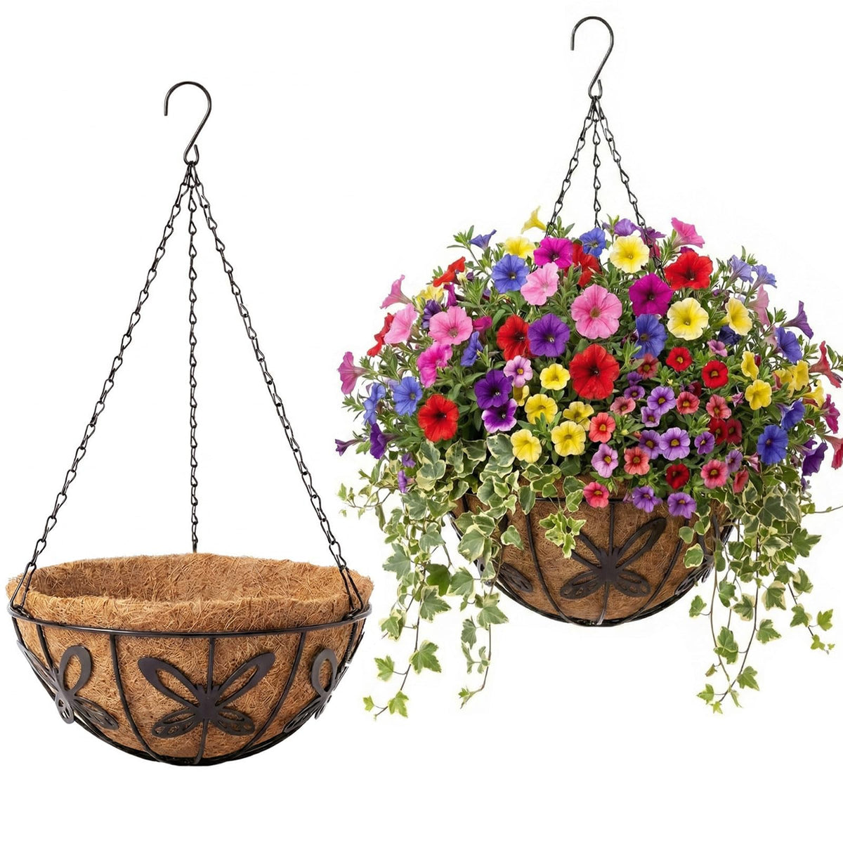 HZXXJCO butterfly-design hanging basket brightens porch with garden charm