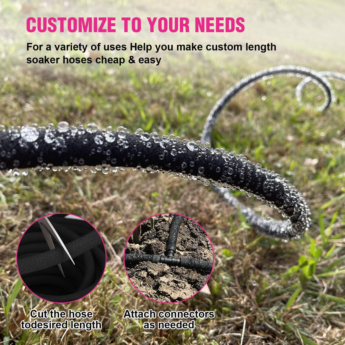 HZYOUMU round soaker hose laid on ground for easy installation