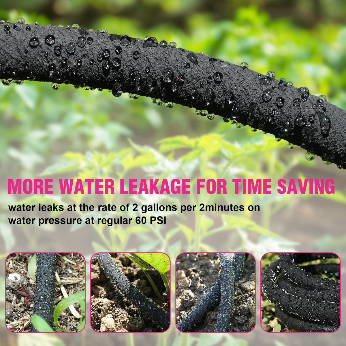 HZYOUMU round soaker hose delivering root-level watering to plants