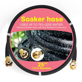 HZYOUMU Soaker Hose 25ft Pro delivers efficient root watering in garden beds.