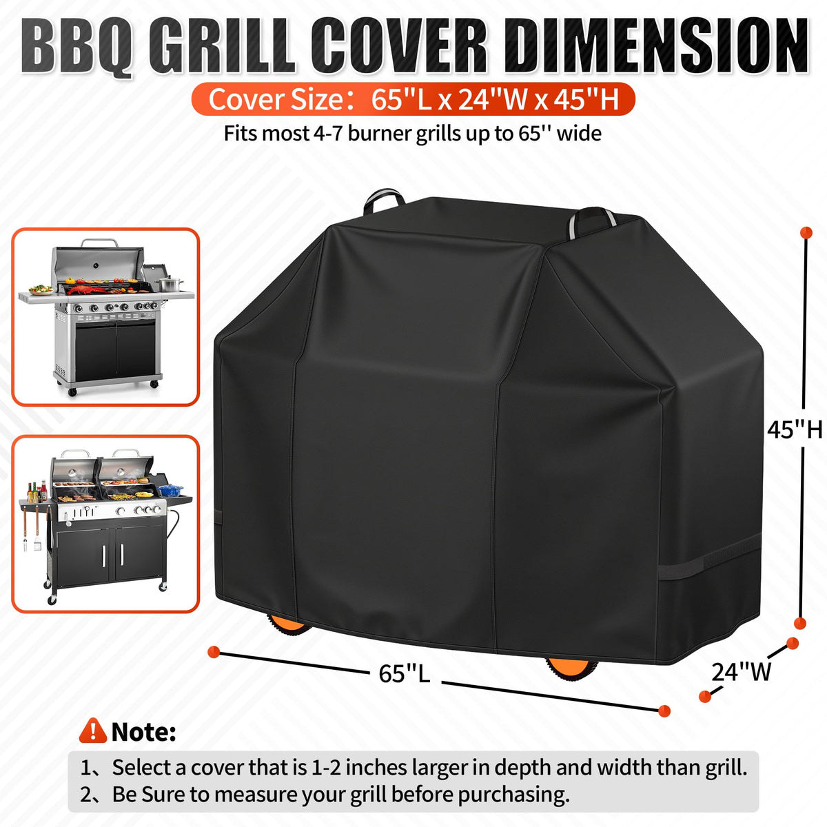 i COVER 65-inch grill cover rear view shields back panel from weather.