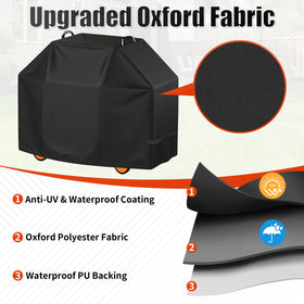 i COVER 65-inch grill cover side view keeps outdoor grills dry.