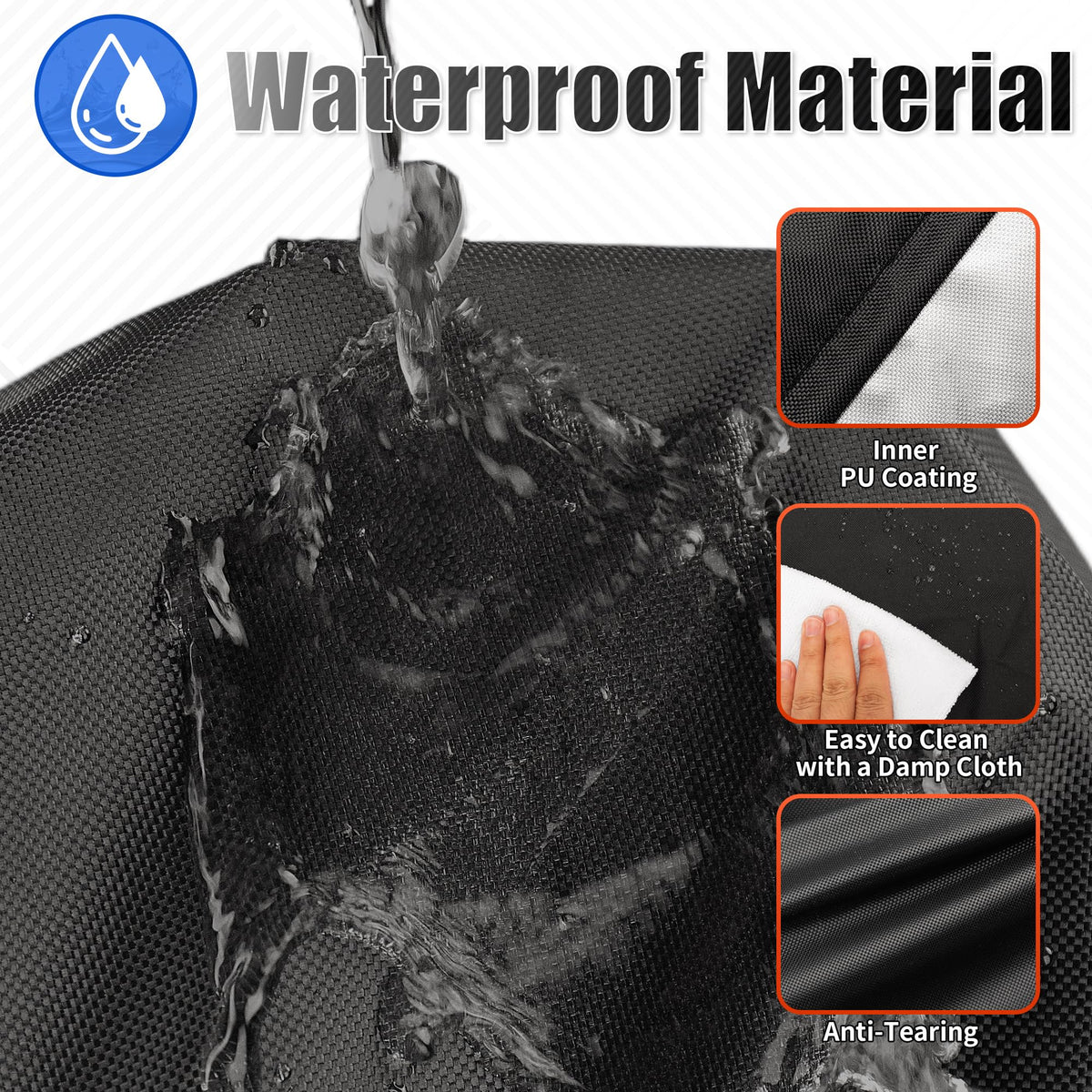 i COVER 65-inch grill cover waterproof material keeps gear dry in rain.