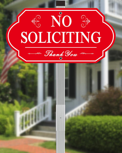 i-CowFun no-soliciting sign with 14x7 metal plate and 28in stake for clear yard visibility
