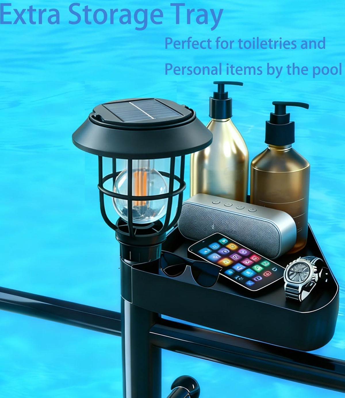 i365amz pool towel rack top tray holds shampoo and toiletries