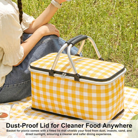 IACTIVE collapsible 30L picnic basket folds flat, saving storage space.