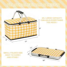 IACTIVE 30L large basket fits meals, drinks, and utensils for 2-3 people.