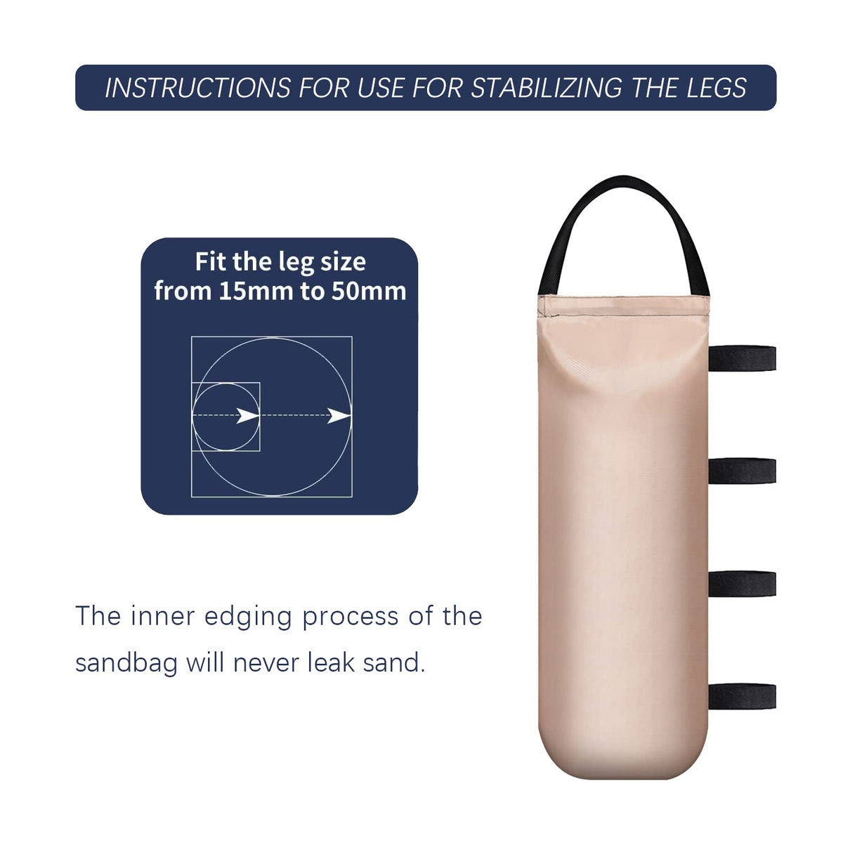 IALNAI fill-with-sand option demonstrated for tent stabilization.