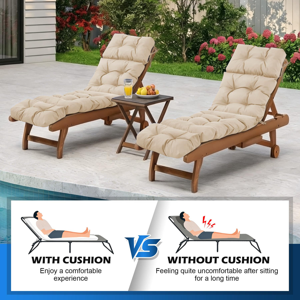 IASEAHK chaise cushion with 3D stitching prevents filling shift