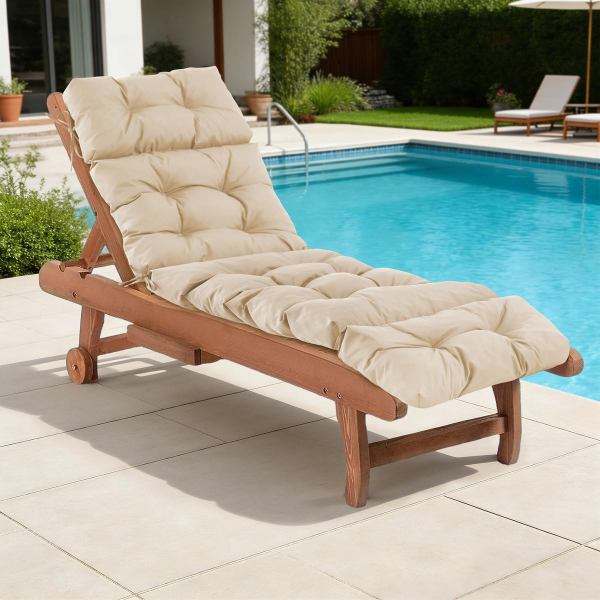 IASEAHK chaise lounge cushion waterproof beige for outdoor comfort by poolside