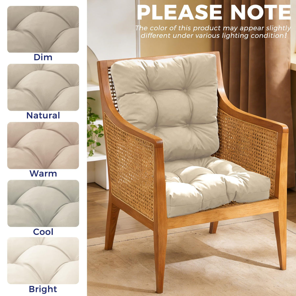 Beige IASEAHK outdoor chair cushions on a porch setup