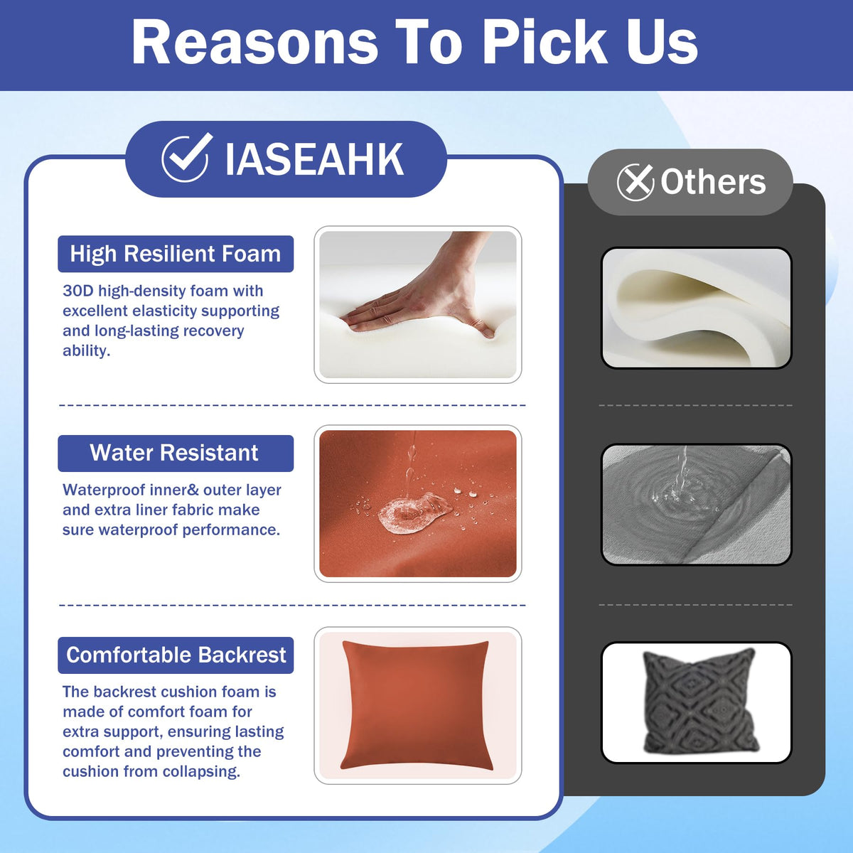 IASEAHK hidden zipper delivers a clean, seamless look on the cushion cover.