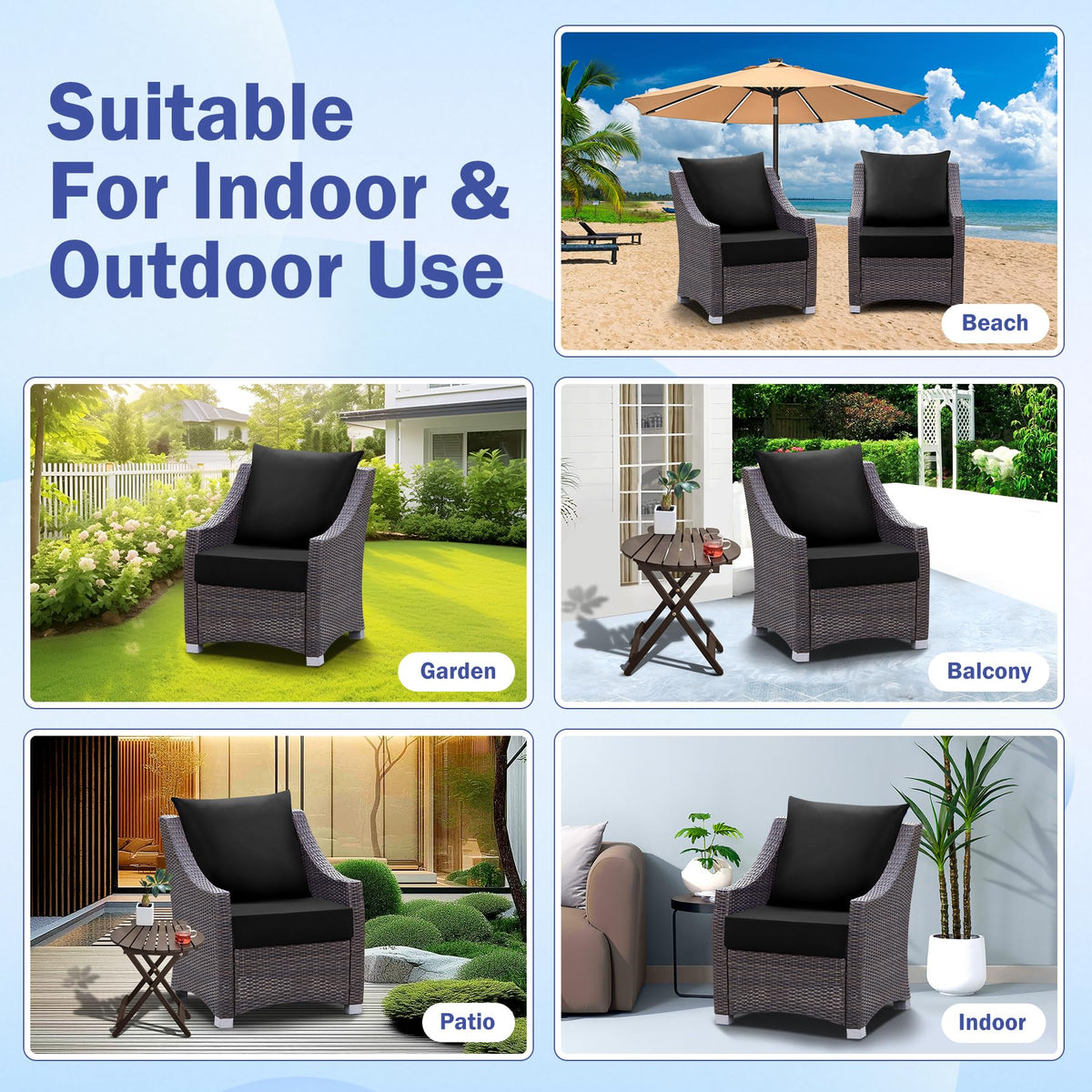IASEAHK versatile outdoor cushions for chairs and benches