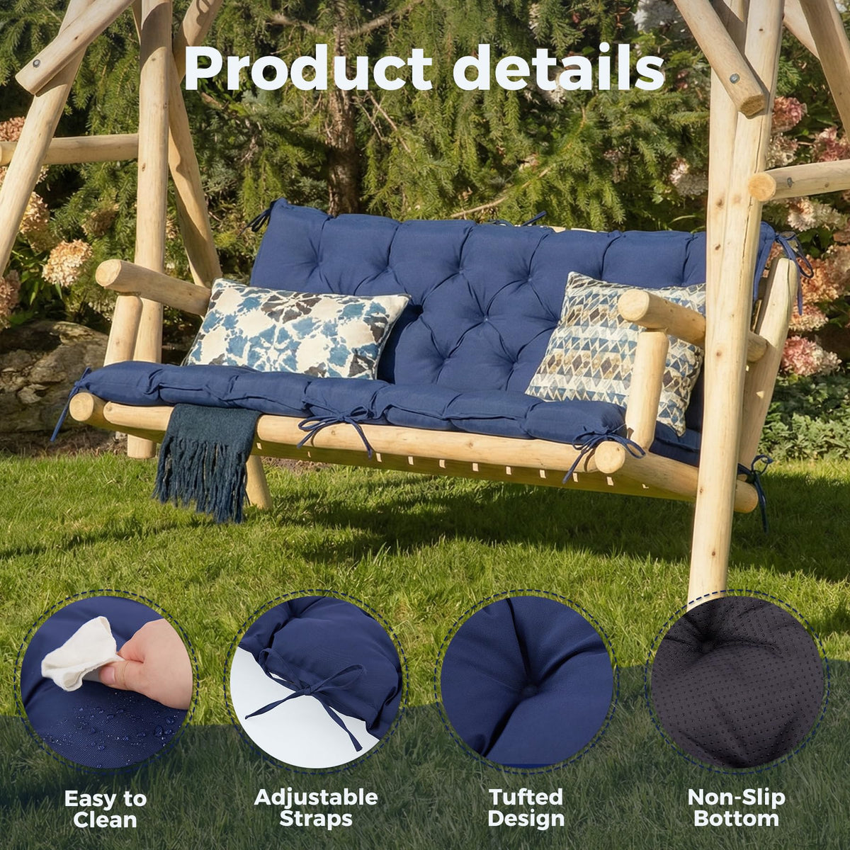 IASEAHK navy cushion compatible with bench, glider, loveseat, and wicker.