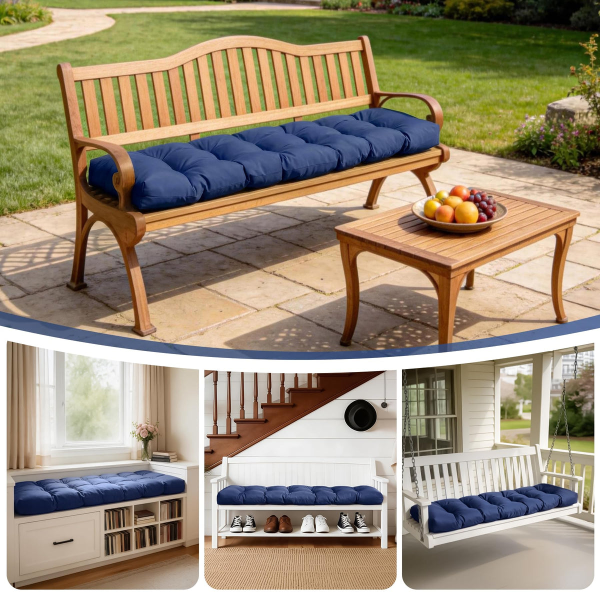 IASEAHK 48x18x5 cushion offers comfortable support for porch, patio, or swing seating