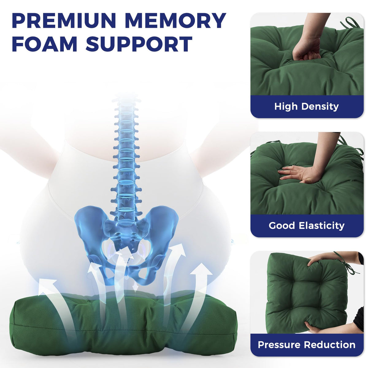 IASEAHK cushions with attached ties securely fasten to chairs