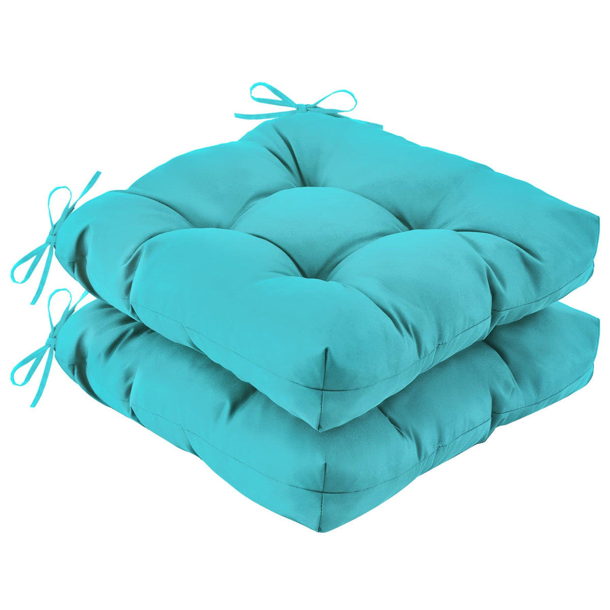 IASEAHK teal outdoor chair cushions on two chairs for patio comfort