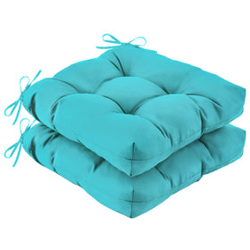 IASEAHK teal outdoor chair cushions on two chairs for patio comfort