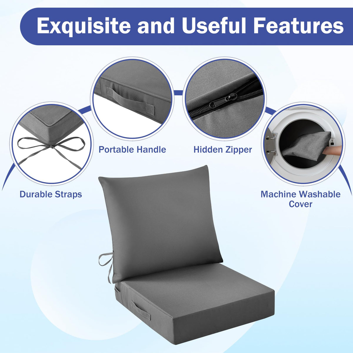IASEAHK waterproof fabric cushion, protects color in sun and rain.