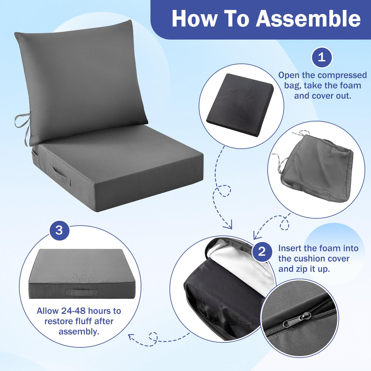 IASEAHK machine-washable cover, simple cleaning for outdoor use.