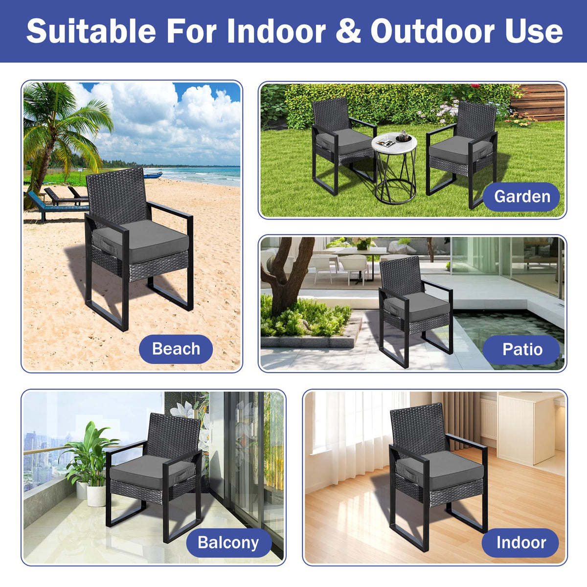 IASEAHK cushions dark grey color enhances stylish outdoor decor