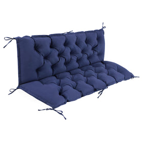 IASEAHK porch swing cushion in navy blue with waterproof fabric for easy cleaning.