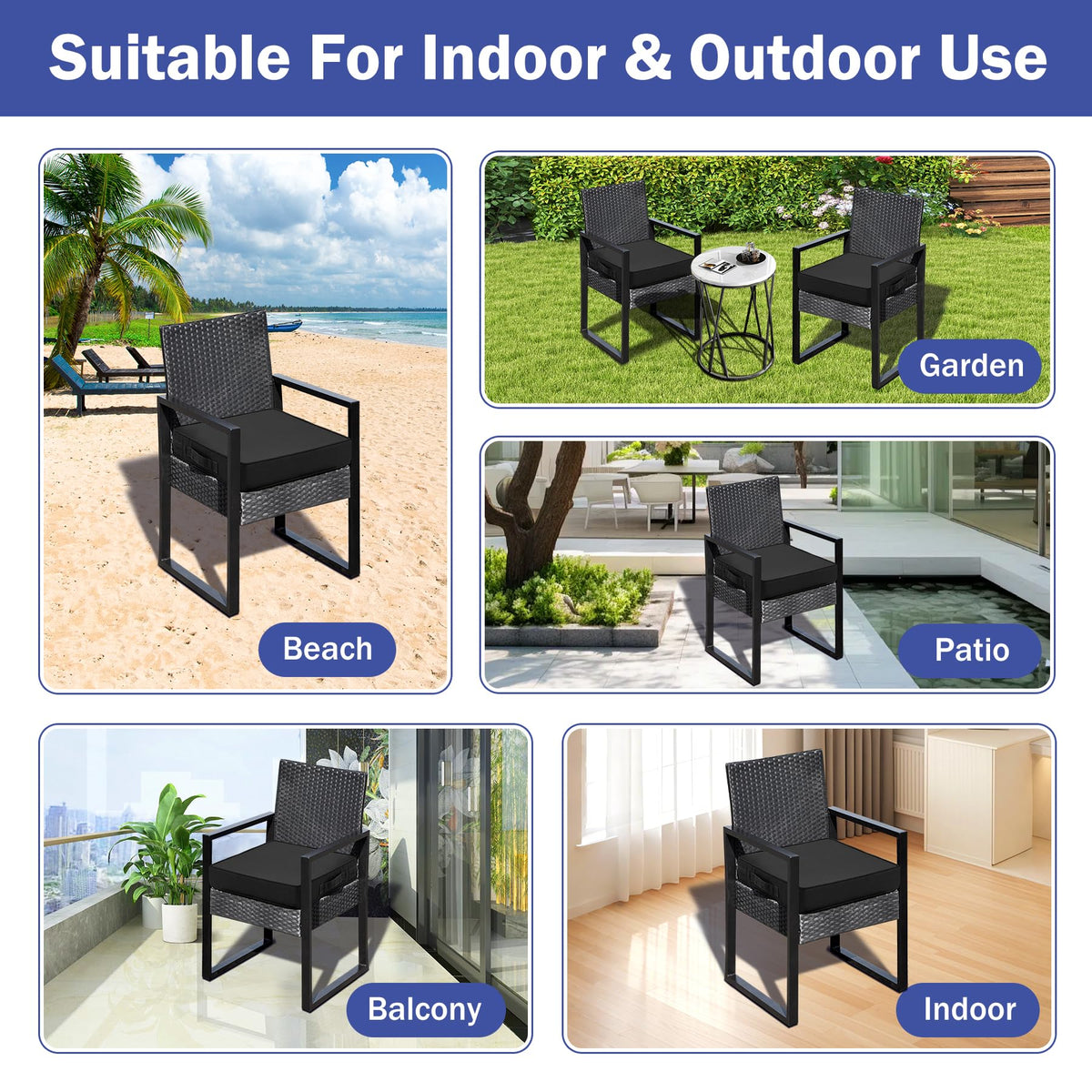 IASEAHK cushions come in 18.5x16x3 and 19x19x3 for versatile chair fit