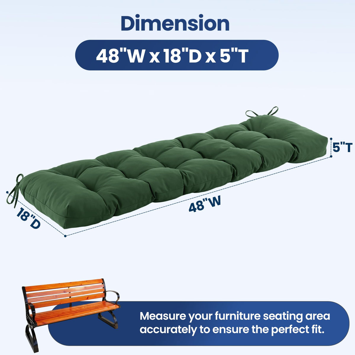 IASEAHK bench cushion waterproof, fade-resistant fabric keeps colors vibrant