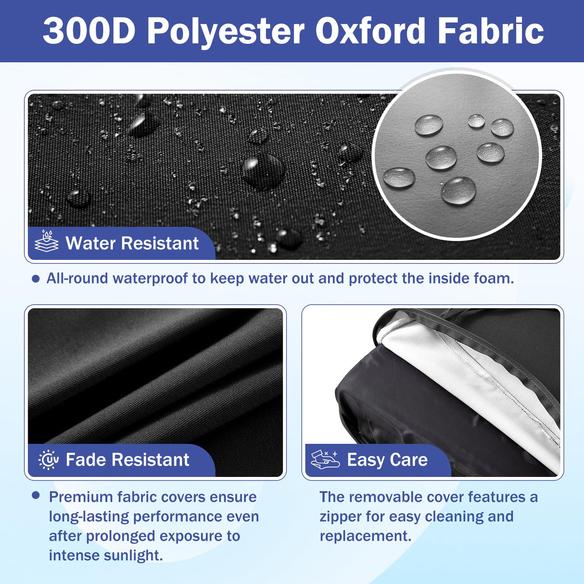 IASEAHK waterproof Oxford fabric cushions resist sun and rain