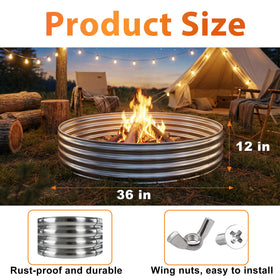 IBGUC fire pit ring in outdoor use, a sturdy heat source for patio evenings.