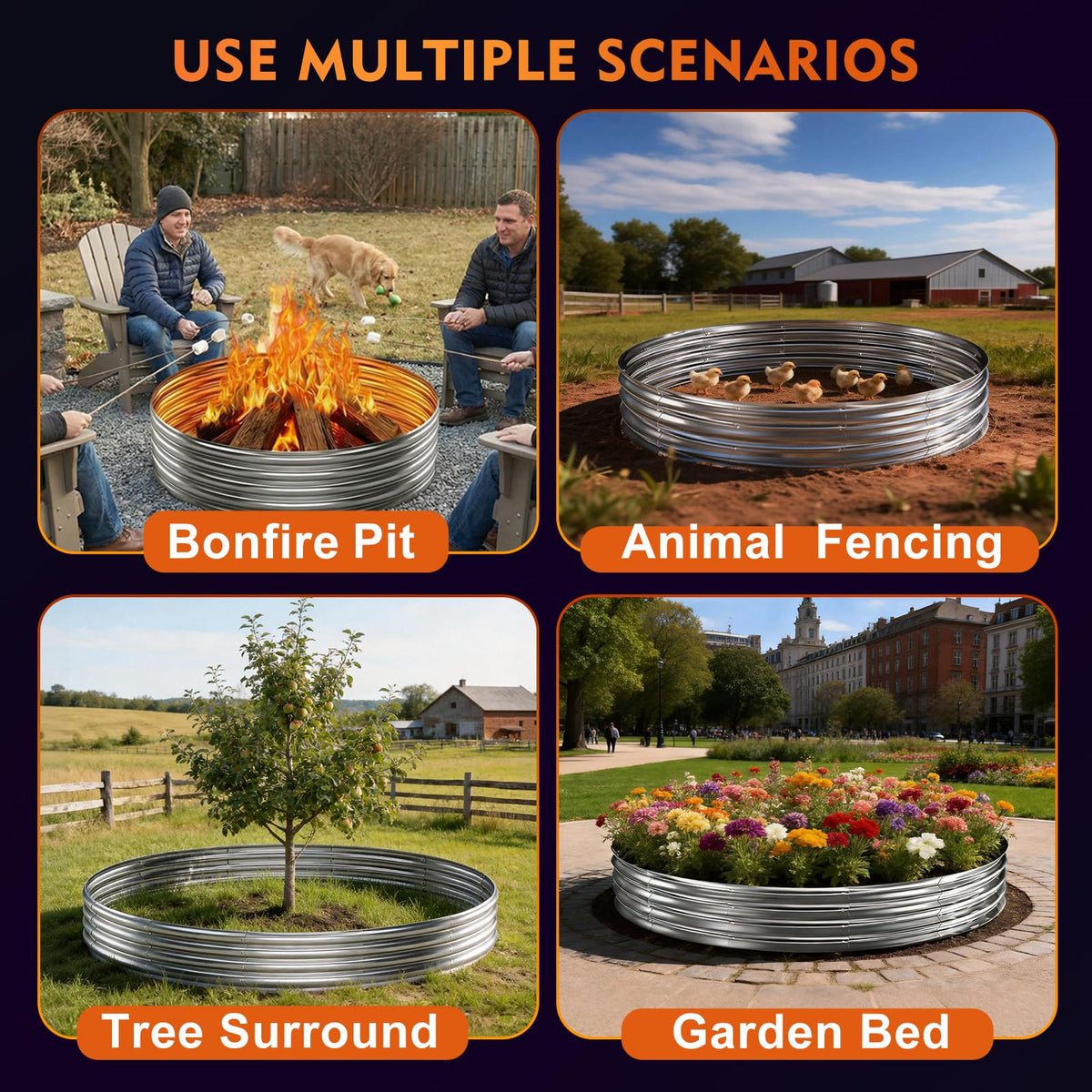 IBGUC Fire Pit Ring weather-resistant steel for diverse environments.
