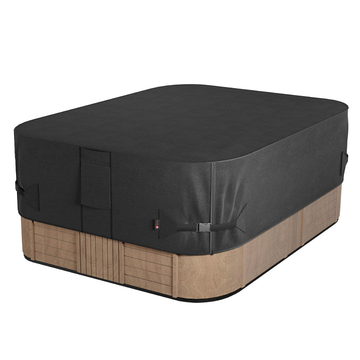 iBirdie hot tub cover 73x62 front view protects spa from debris and weather