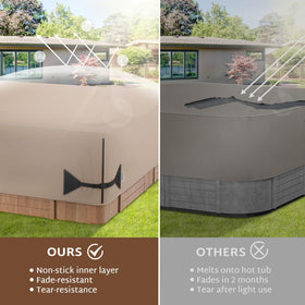 iBirdie fabric handles enable easy on and off of the hot tub cover