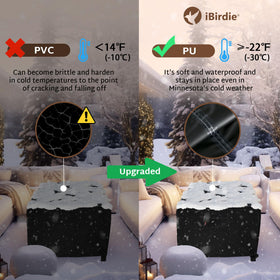 ibirdie outdoor setup with dry fire pit under protective cover