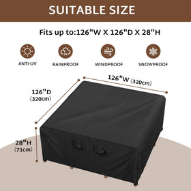 iBirdie outdoor patio cover side view protects seating area from weather