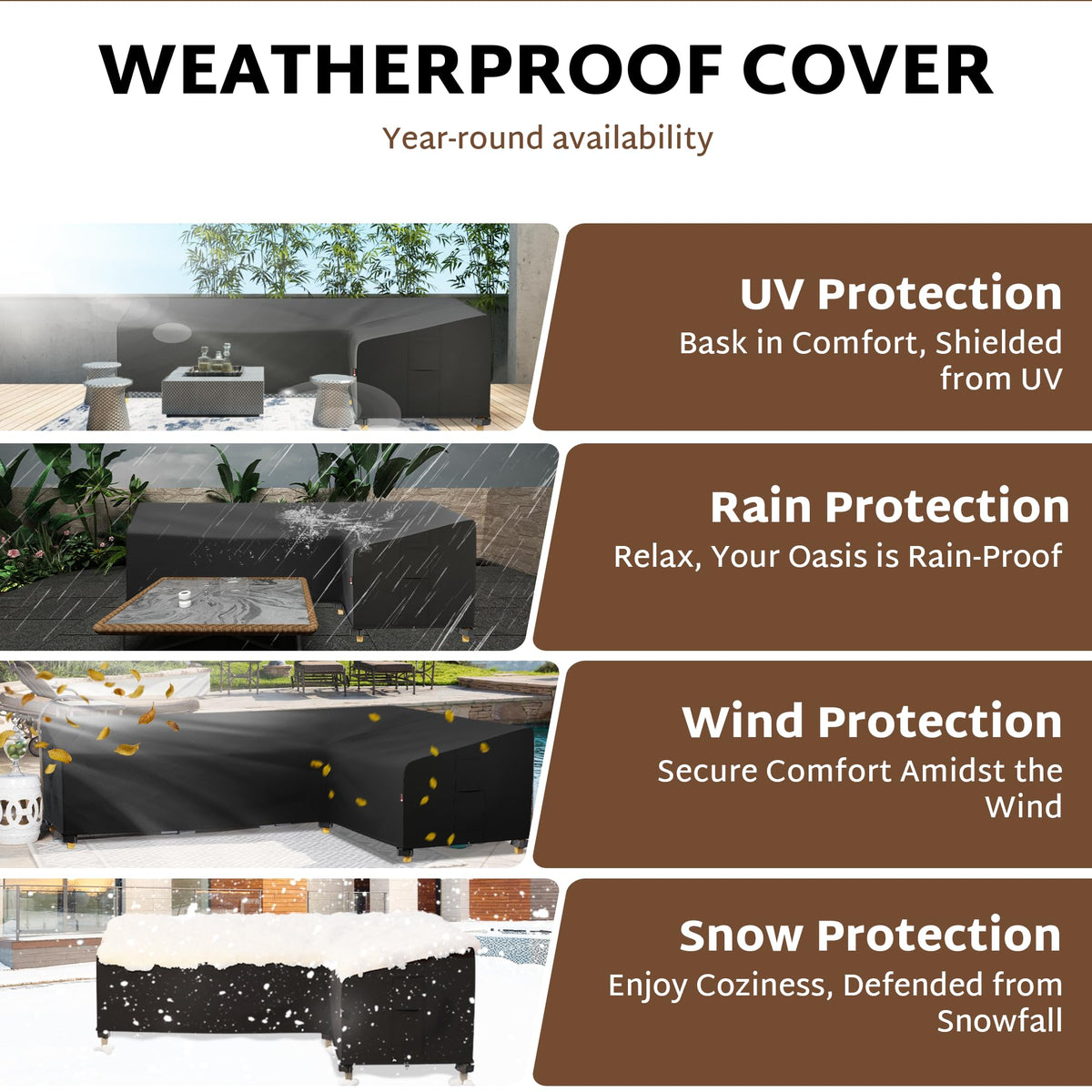 iBirdie outdoor sectional cover 111x110 wind-resistant edge for stability