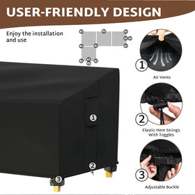 iBirdie outdoor sectional cover 126x126 guards your L-shaped sofa against wind and moisture.