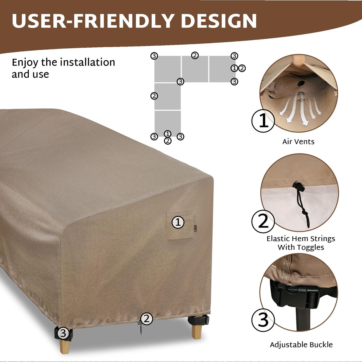 iBirdie 31-inch high cover shields the sofa from weather and UV
