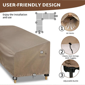 iBirdie 93x92 inch cover for L-shaped sofa shields from sun and moisture.