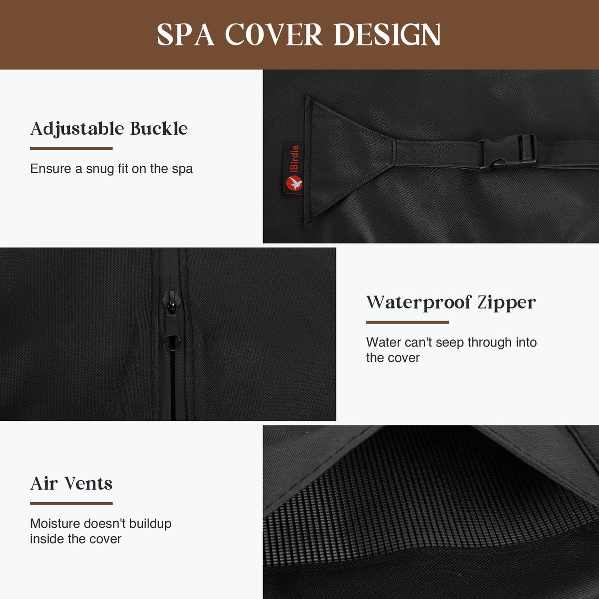 iBirdie all weather protection keeps your square spa ready.
