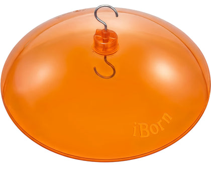 iBorn 13-inch sunshade cover atop the oriole feeder protecting nectar from rain