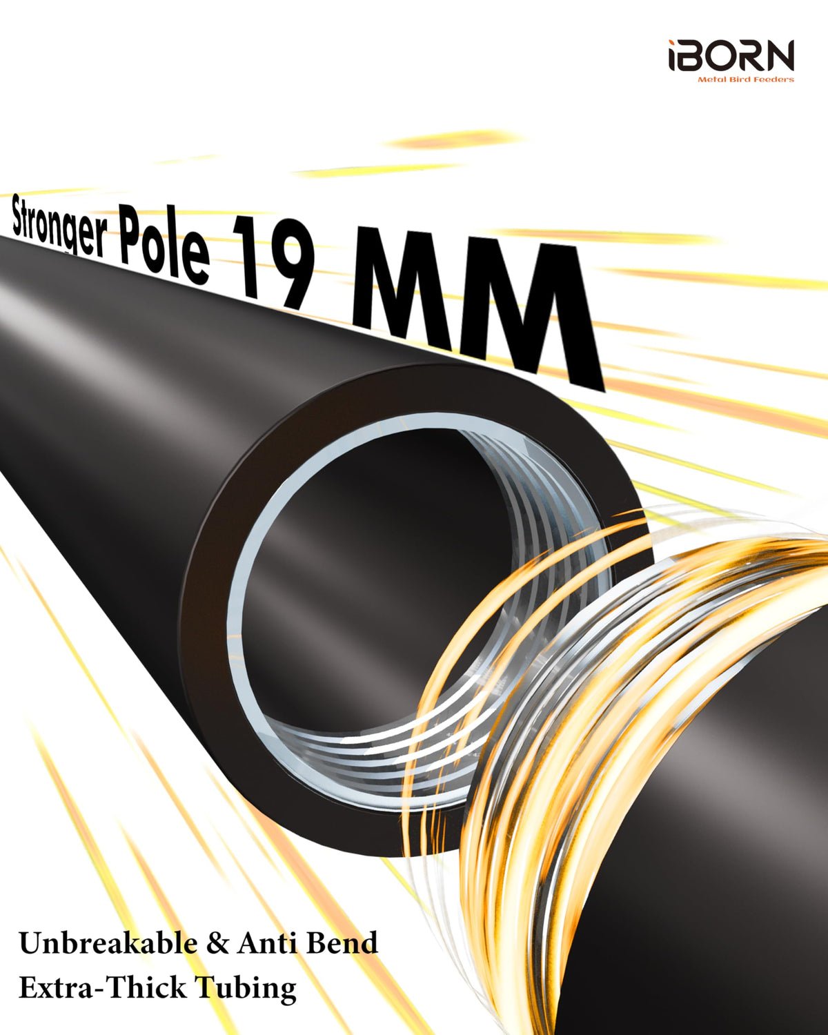 iBorn 19mm thickened pole shows enhanced stability during windy conditions.