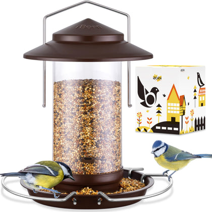 iBorn Bird Feeder bronze with three foldable perches for spacious cardinal feeding