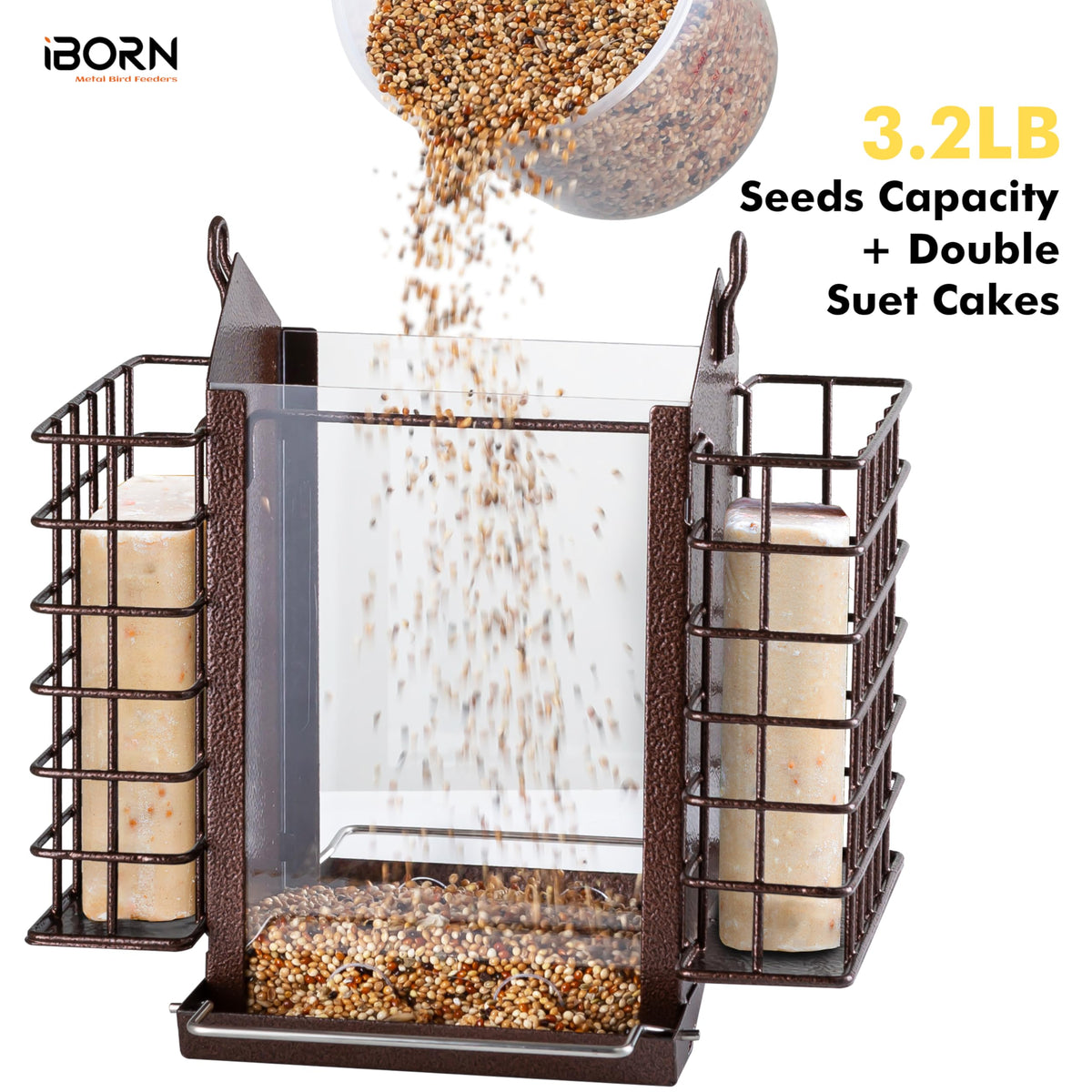 iBorn feeder features 14 drainage holes to prevent water buildup.